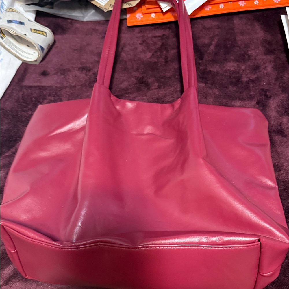 Neiman Marcus Burgundy tote w/ make up bag